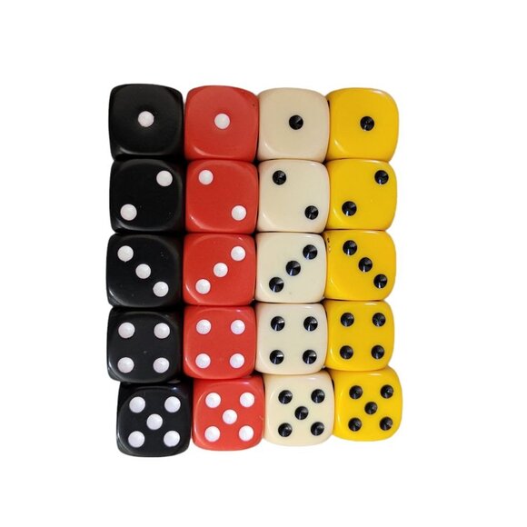 Yahtzee Texas Hold Em Game Red Yellow Black White Replacement Dice 20 - Picture 2 of 3